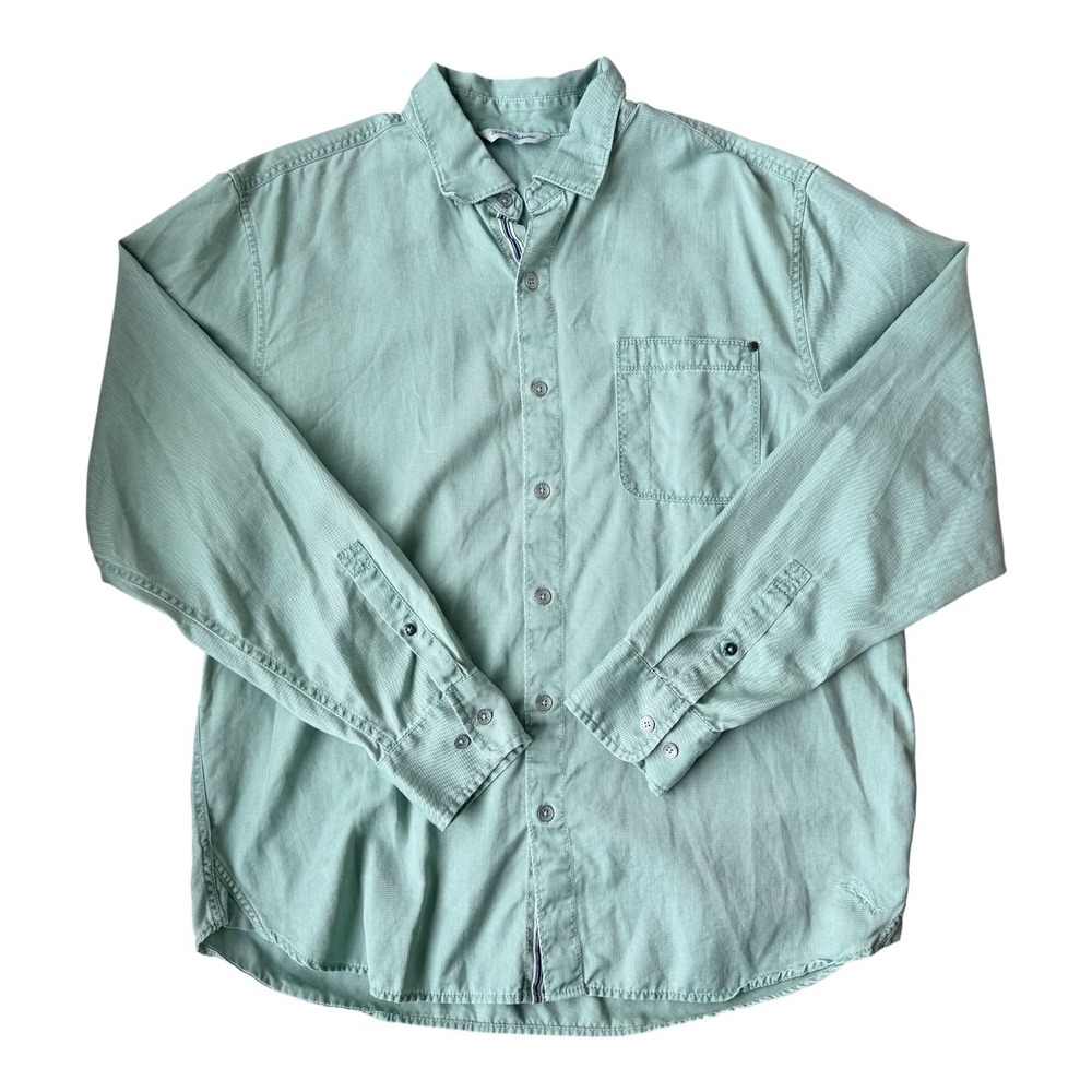 Tommy Bahama Men's Large Sage Green Lightweight Button Down Shirt‎ Casual Resort